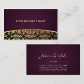王室ので暗い紫色及び金ゴールドのダマスク織の名刺 名刺 (正面/裏面)