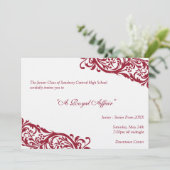王室ので赤く伝統的な後輩のformalsの年長プロム 招待状 (スタンド正面)