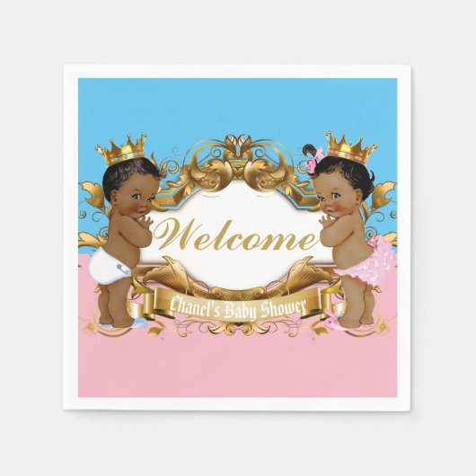 王室のなアフリカの王子またはプリンセス色のブロックのナプキン スタンダードカクテルナプキン (正面)