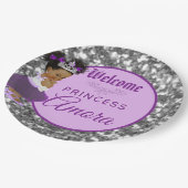 王室のなアフリカの紫色Princess|の銀製のグリッター ペーパープレート (アングル)