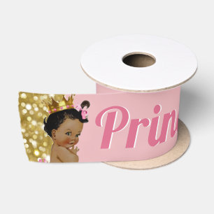 王室のなアフリカ人Princess Pink及び金ゴールドのグリッター サテンリボン