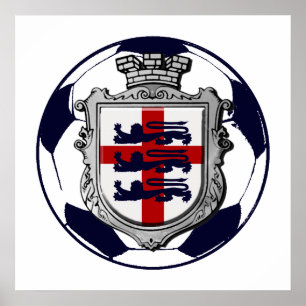 王室のなイギリスのサッカーボールのイギリスの旗のギフト ポスター
