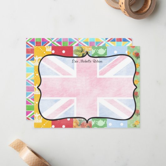 王室のなイギリスのパーソナライズで平らなメッセージカード ノートカード (正面/裏面インサイチュ)