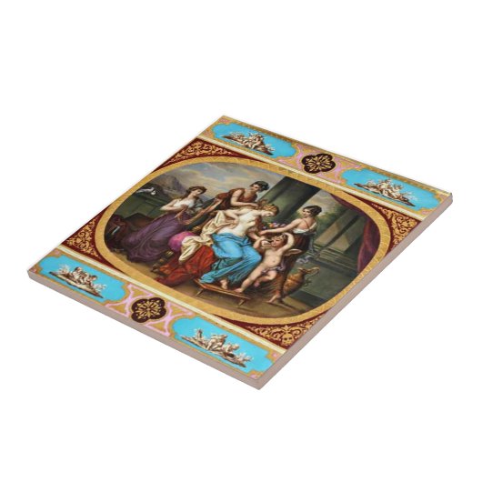 王室のなウィーンのヴィンテージのデザインのタイルのキューピッドおよび娘 タイル (側面)