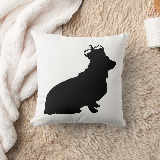 王室のなコーギーのシルエットの枕 クッション (ブランケット)