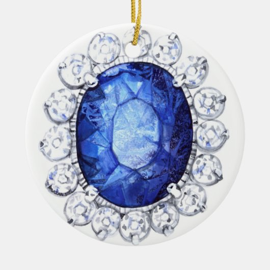 王室のなサファイアの元の水彩画のオーナメント セラミックオーナメント (正面)