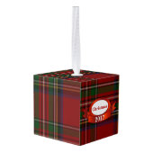 王室のなステュワートの格子縞の写真のクリスマスの立方体のオーナメント キューブオーナメント (裏面アングル)