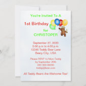 王室のなテディー・ベアの第1誕生会 招待状 (裏面)