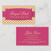 王室のなピンクの水玉模様 名刺 (正面/裏面)
