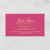 王室のなピンクの水玉模様 名刺 (裏面)