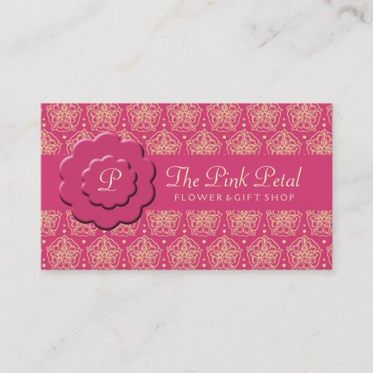 王室のなピンクの花 名刺 (正面)