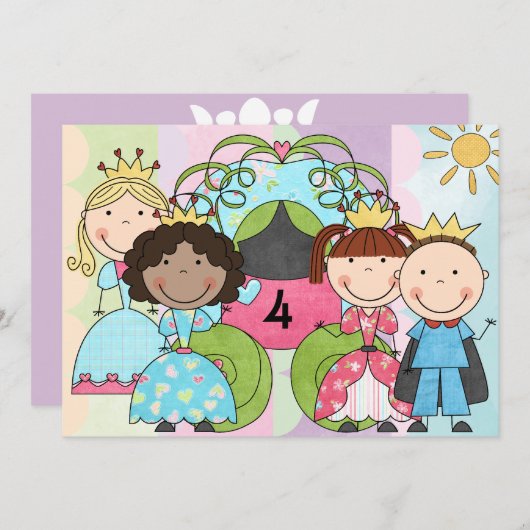 王室のなプリンセスのお祝いの誕生日の招待状 招待状 (正面/裏面)