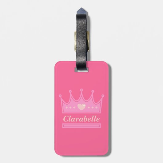 王室のなプリンセスのためのピンクの王冠 ラゲッジタグ (裏面縦)