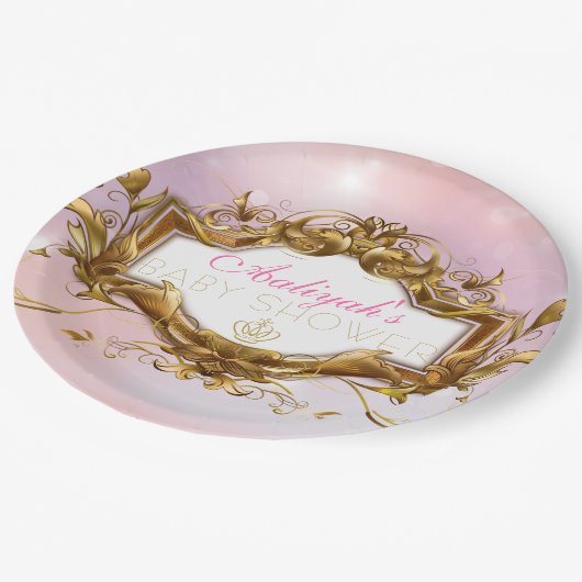 王室のなプリンセスのエレガントなベビーシャワーのプレート ペーパープレート (アングル)