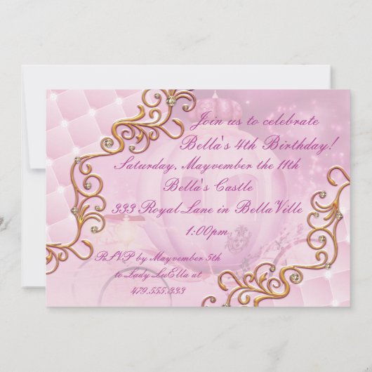 王室のなプリンセスのバースデーパーティ招待状 招待状 (裏面)