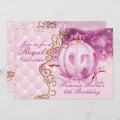 王室のなプリンセスのバースデーパーティ招待状 招待状 (正面/裏面)