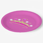 王室のなプリンセスの女王の王冠のCoronetのパーティーのピンクの金ゴールド ペーパープレート (アングル)