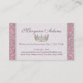 王室のなプリンセスの王冠の美人コンテストの競技者 名刺 (裏面)