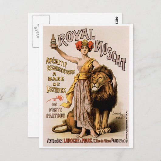 王室のなマスカットのヴィンテージのワインの飲み物の広告の芸術 ポストカード (正面/裏面)