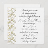 王室のなロマンスの金ゴールドか白い招待状 招待状 (正面/裏面)