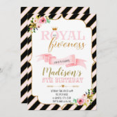 王室のな優良さの誕生日のパーティの招待状 招待状 (正面/裏面)