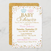 王室のな双生児の金ゴールドのグリッターはベビーシャワーを振りかけます 招待状 (正面/裏面)