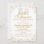 王室のな双生児の金ゴールドのグリッターはベビーシャワーを振りかけます 招待状 (正面)