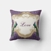 王室のな孔雀(紫色の)パーソナライズな記念日 クッション (裏面)