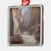王室のな峡谷、列車、川の共同眺め メタルオーナメント (左)