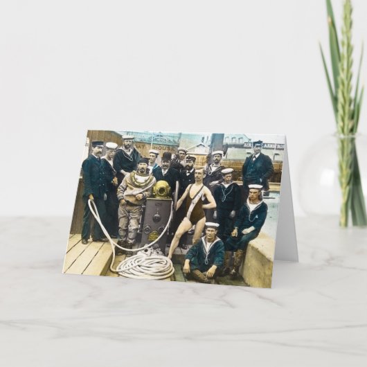 王室のな海軍展覧会の1891年のヴィンテージのヘルメットのダイバー カード (正面)