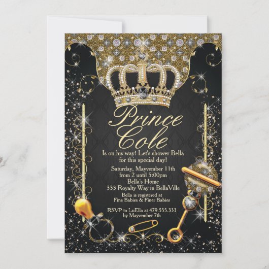 王室のな王子男の赤ちゃんのシャワーの招待状 招待状 (正面)