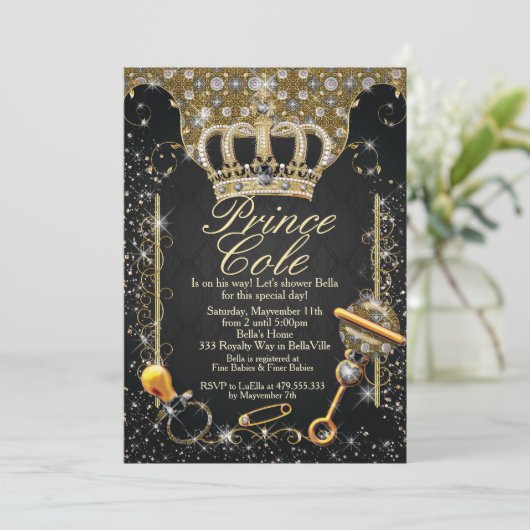 王室のな王子男の赤ちゃんのシャワーの招待状 招待状 (スタンド正面)