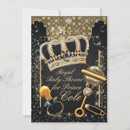王室のな王子男の赤ちゃんのシャワーの招待状 招待状 (裏面)
