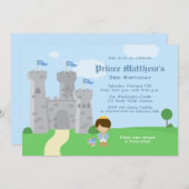 王室のな白馬の王子様の男の子の誕生会の招待 招待状 (正面/裏面)