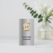 王室のな真珠のホワイトゴールドのモノグラムの名刺 名刺 (スタンド正面)