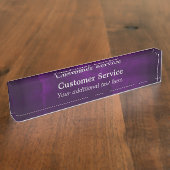 王室のな紫色のカスタマーサービス デスクネームプレート (側面)