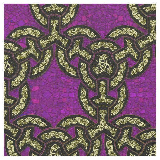 王室のな紫色のケルト族のドラゴンの鎖 ファブリック (クローズアップ)