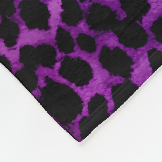 王室のな紫色のヒョウのプリント フリースブランケット (角)
