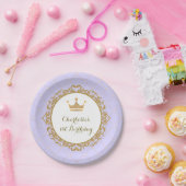 王室のな紫色の金ゴールドのプリンセスの誕生会7"プレート ペーパープレート (パーティー)