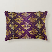 王室のな紫色及び金ゴールドの枕 アクセントクッション (正面)