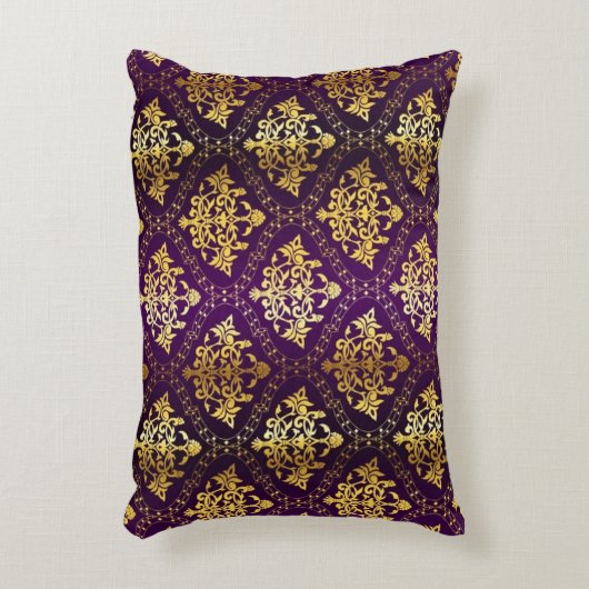 王室のな紫色及び金ゴールドの枕 アクセントクッション (正面(垂直))