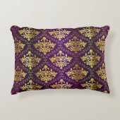 王室のな紫色及び金ゴールドの装飾用クッション アクセントクッション (正面)