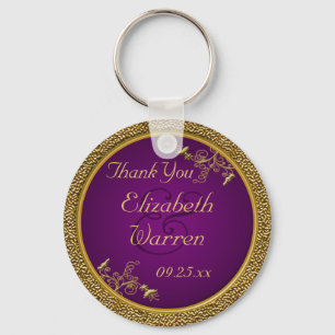 王室のな紫色、金ゴールドの花の結婚式の引き出物Keychain キーホルダー