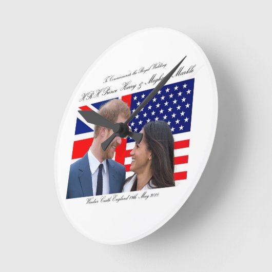 王室のな結婚のハリーおよびMeghanを記念するため ラウンド壁時計 (傾斜)