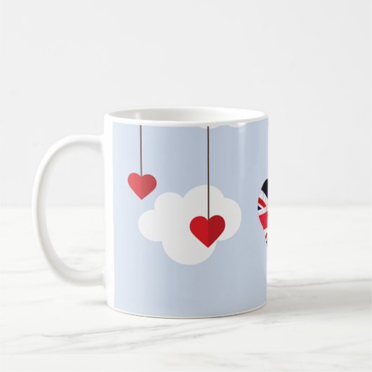 王室のな結婚式のイギリスおよび米国旗のハート コーヒーマグカップ (左)