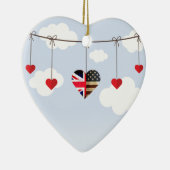 王室のな結婚式のイギリスおよび米国旗のハート セラミックオーナメント (右)