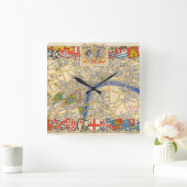 王室のな結婚式のルートの毎日の電信地図 スクエア壁時計 (ホーム)