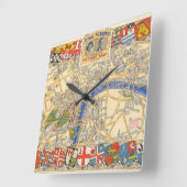 王室のな結婚式のルートの毎日の電信地図 スクエア壁時計 (傾斜)