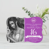 王室のな菓子16のマゼンタの紫色のエレガントな写真 招待状 (スタンド正面)