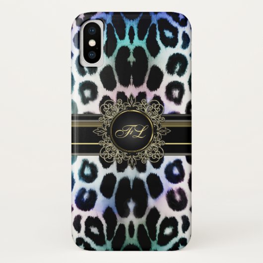 王室のな虹のヒョウのパーソナライズなiPhone Xの場合 Case-Mate iPhoneケース (裏面)